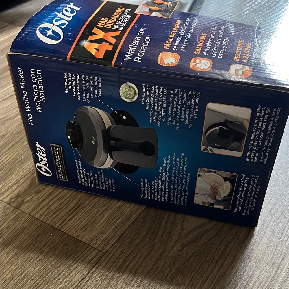 Oster DuraCeramic Flip Waffle Maker - Black & White - Picture 5 of 12